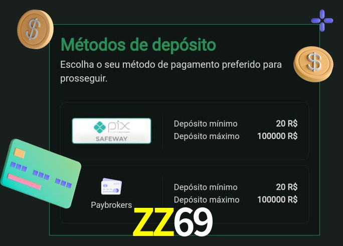 O cassino ZZ69 oferece uma grande variedade de métodos de pagamento